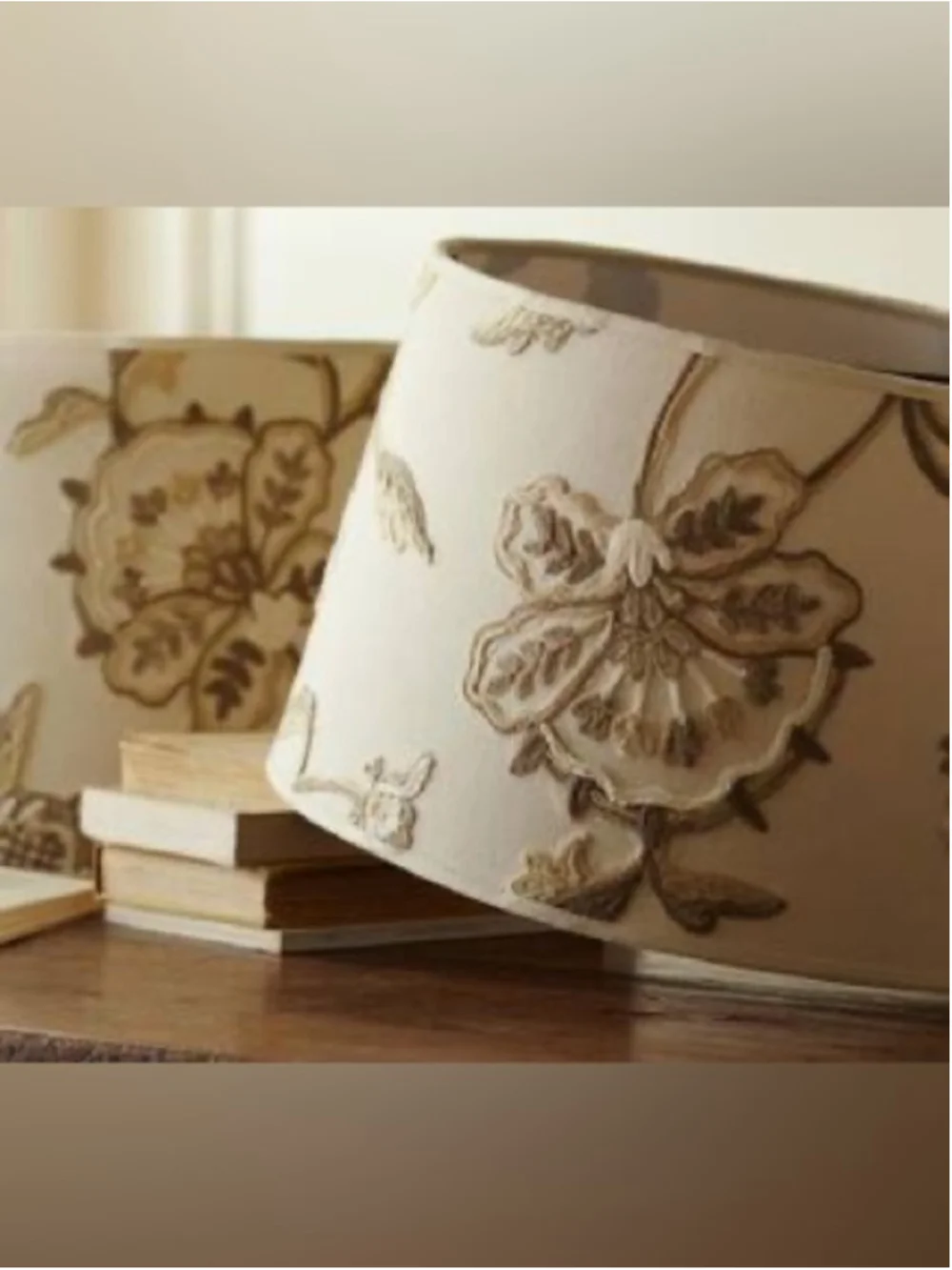 Pottery Barn Crewel Hand Embroidered Tapered Drum Lamp Shade 17' Bohemian Floral